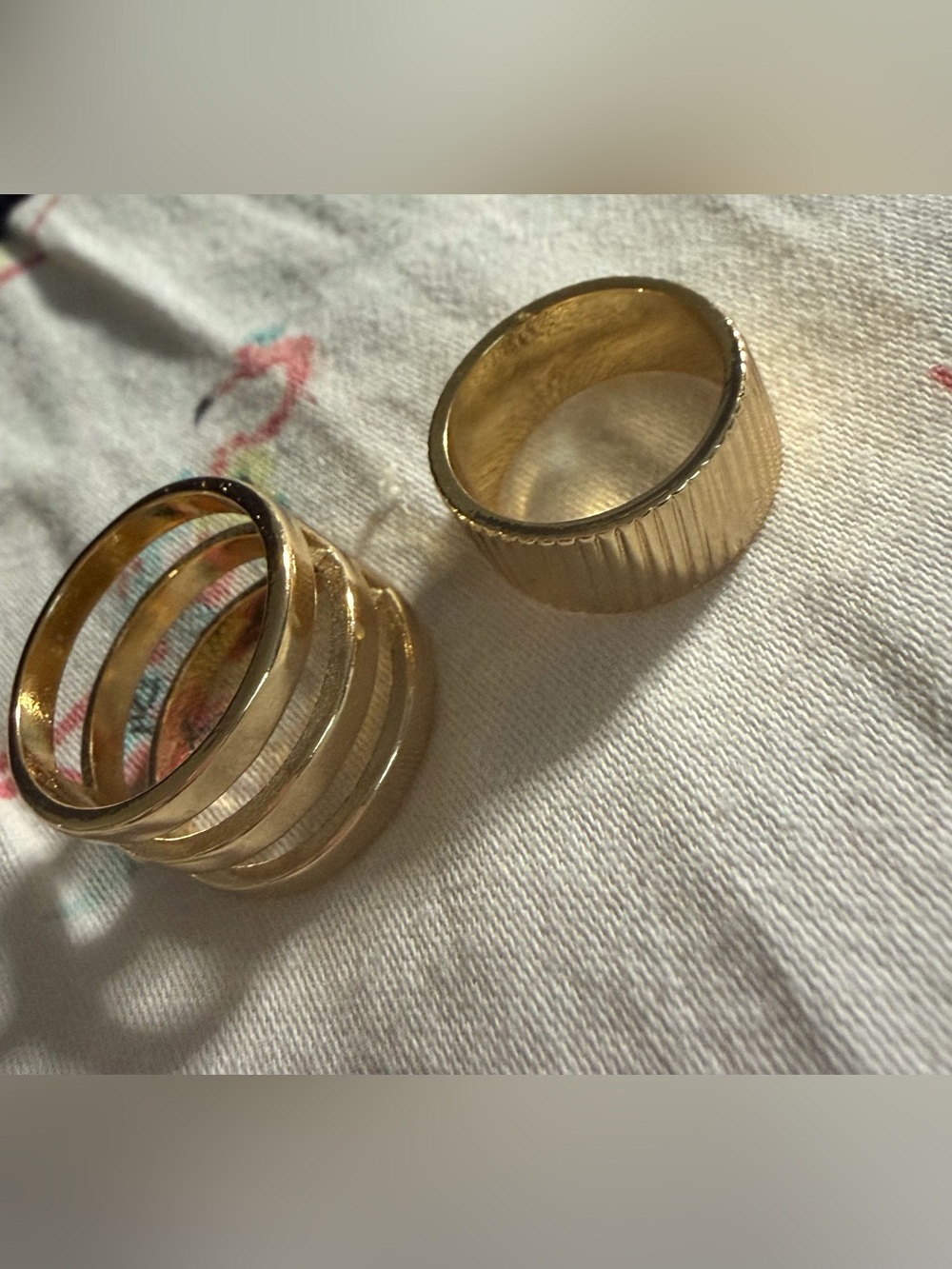 Set of Two Gold-Tone Stacked Band Rings